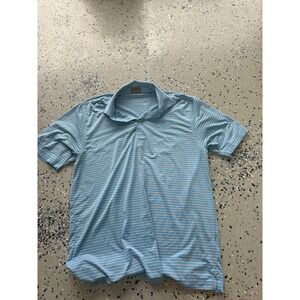 Fennec Striped Golf‎ Polo Shirt Short Sleeve Athletic Blue White Mens M
